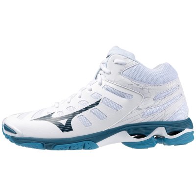 Zapatillas Para Voleibol Mizuno WAVE Voltage Mid Hombre Blancos / Azules / Plateados - Chile M061QO